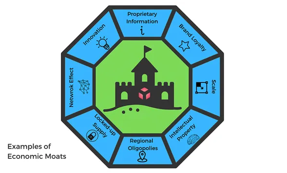 Economic Moats, source: https://manojnakra.medium.com/build-a-moat-or-build-a-castle-million-dollar-question-456ae1ad58a0